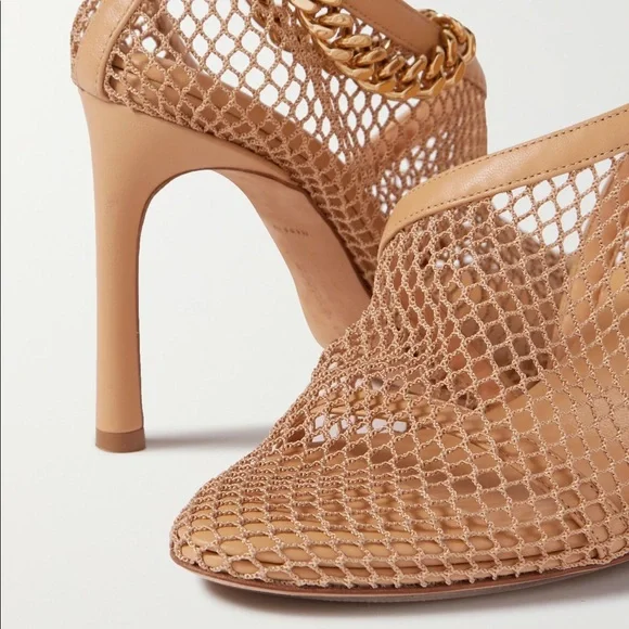 BOTTEGA VENETA Chain-embellished macramé and leather mesh pumps beige 37 - Picture 5 of 14